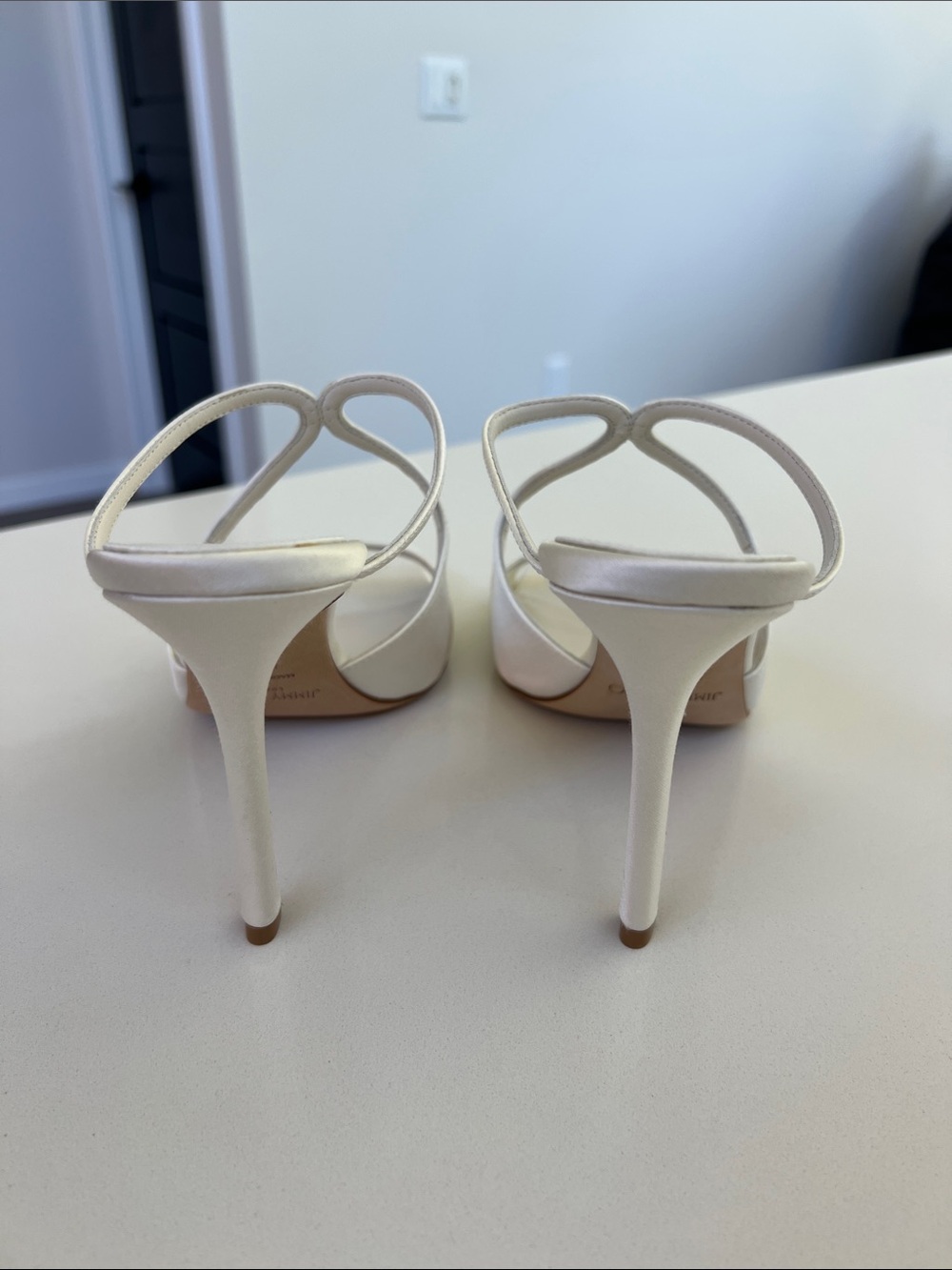 Jimmy Choo anise 95 ivory satin criss cross open toe sandals bridal heels 38.5 - Picture 8 of 11